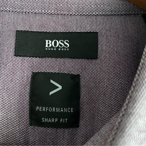 Boss Hugo Boss Men’s Purple Performance Sharp Fit Dress Shirt Micro Pattern XL - Picture 7 of 11